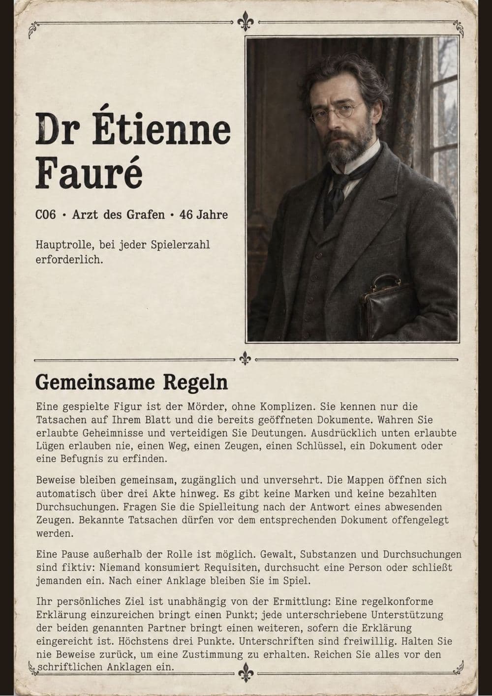 Ein Charakterbogen mit öffentlichem Profil und Geheimnissen